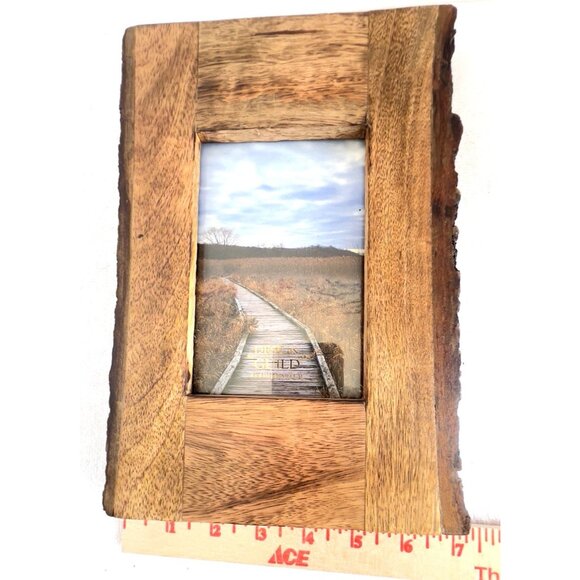 Design Guild 5 x 7 Wood Photo Frame 2-Side Live Edge Portrait Lodge Cabin Rustic - Picture 5 of 8